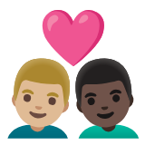 Google(Android) Couple With Heart: Man, Man, Medium-Light Skin Tone, Dark Skin Tone Emoji