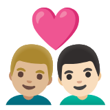 Google(Android) Couple With Heart: Man, Man, Medium-Light Skin Tone, Light Skin Tone Emoji