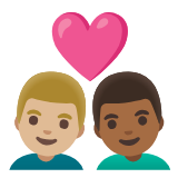 Google(Android) Couple With Heart: Man, Man, Medium-Light Skin Tone, Medium-Dark Skin Tone Emoji