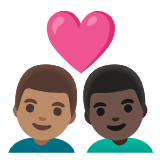 Google(Android) Couple With Heart: Man, Man, Medium Skin Tone, Dark Skin Tone Emoji