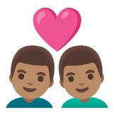 Google(Android) Couple With Heart: Man, Man, Medium Skin Tone Emoji