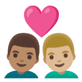 Google(Android) Couple With Heart: Man, Man, Medium Skin Tone, Medium-Light Skin Tone Emoji