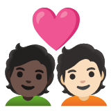 Google(Android) Couple With Heart: Person, Person, Dark Skin Tone, Light Skin Tone Emoji