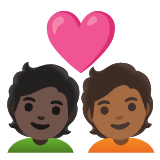 Google(Android) Couple With Heart: Person, Person, Dark Skin Tone, Medium-Dark Skin Tone Emoji