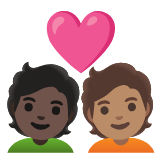 Google(Android) Couple With Heart: Person, Person, Dark Skin Tone, Medium Skin Tone Emoji