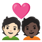 Google(Android) Couple With Heart: Person, Person, Light Skin Tone, Dark Skin Tone Emoji