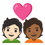 Google(Android) Couple With Heart: Person, Person, Light Skin Tone, Medium-Dark Skin Tone Emoji