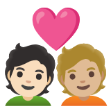 Google(Android) Couple With Heart: Person, Person, Light Skin Tone, Medium-Light Skin Tone Emoji