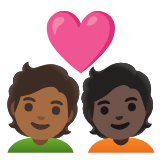 Google(Android) Couple With Heart: Person, Person, Medium-Dark Skin Tone, Dark Skin Tone Emoji