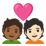 Google(Android) Couple With Heart: Person, Person, Medium-Dark Skin Tone, Light Skin Tone Emoji