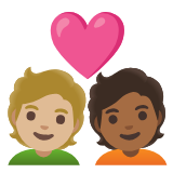 Google(Android) Couple With Heart: Person, Person, Medium-Light Skin Tone, Medium-Dark Skin Tone Emoji