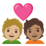 Google(Android) Couple With Heart: Person, Person, Medium-Light Skin Tone, Medium Skin Tone Emoji