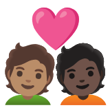 Google(Android) Couple With Heart: Person, Person, Medium Skin Tone, Dark Skin Tone Emoji