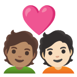 Google(Android) Couple With Heart: Person, Person, Medium Skin Tone, Light Skin Tone Emoji