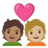 Google(Android) Couple With Heart: Person, Person, Medium Skin Tone, Medium-Light Skin Tone Emoji