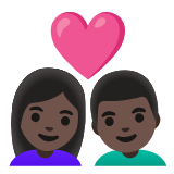 Google(Android) Couple With Heart: Woman, Man, Dark Skin Tone Emoji