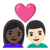 Google(Android) Couple With Heart: Woman, Man, Dark Skin Tone, Light Skin Tone Emoji