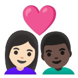 Google(Android) Couple With Heart: Woman, Man, Light Skin Tone, Dark Skin Tone Emoji