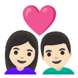 Google(Android) Couple With Heart: Woman, Man, Light Skin Tone Emoji