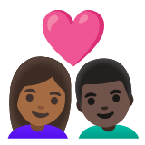 Google(Android) Couple With Heart: Woman, Man, Medium-Dark Skin Tone, Dark Skin Tone Emoji