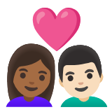 Google(Android) Couple With Heart: Woman, Man, Medium-Dark Skin Tone, Light Skin Tone Emoji