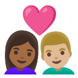 Google(Android) Couple With Heart: Woman, Man, Medium-Dark Skin Tone, Medium-Light Skin Tone Emoji