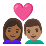 Google(Android) Couple With Heart: Woman, Man, Medium-Dark Skin Tone, Medium Skin Tone Emoji