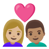 Google(Android) Couple With Heart: Woman, Man, Medium-Light Skin Tone, Medium Skin Tone Emoji