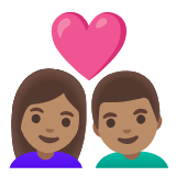 Google(Android) Couple With Heart: Woman, Man, Medium Skin Tone Emoji