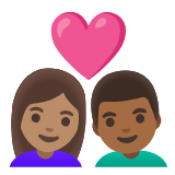 Google(Android) Couple With Heart: Woman, Man, Medium Skin Tone, Medium-Dark Skin Tone Emoji