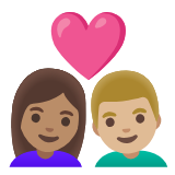 Google(Android) Couple With Heart: Woman, Man, Medium Skin Tone, Medium-Light Skin Tone Emoji