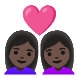 Google(Android) Couple With Heart: Woman, Woman, Dark Skin Tone Emoji