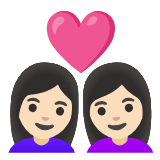 Google(Android) Couple With Heart: Woman, Woman, Light Skin Tone Emoji