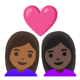 Google(Android) Couple With Heart: Woman, Woman, Medium-Dark Skin Tone, Dark Skin Tone Emoji