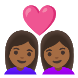 Google(Android) Couple With Heart: Woman, Woman, Medium-Dark Skin Tone Emoji