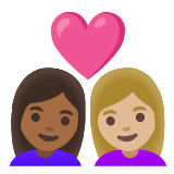 Google(Android) Couple With Heart: Woman, Woman, Medium-Dark Skin Tone, Medium-Light Skin Tone Emoji