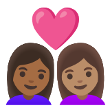 Google(Android) Couple With Heart: Woman, Woman, Medium-Dark Skin Tone, Medium Skin Tone Emoji