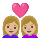 Google(Android) Couple With Heart: Woman, Woman, Medium-Light Skin Tone Emoji