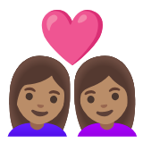 Google(Android) Couple With Heart: Woman, Woman, Medium Skin Tone Emoji