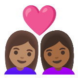 Google(Android) Couple With Heart: Woman, Woman, Medium Skin Tone, Medium-Dark Skin Tone Emoji