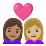 Google(Android) Couple With Heart: Woman, Woman, Medium Skin Tone, Medium-Light Skin Tone Emoji