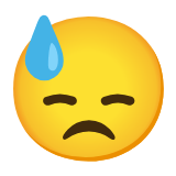 Google(Android) Downcast Face With Sweat Emoji