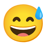 Google(Android) Grinning Face With Sweat Emoji