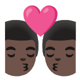 Google(Android) Kiss: Man, Man, Dark Skin Tone Emoji