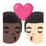 Google(Android) Kiss: Man, Man, Dark Skin Tone, Light Skin Tone Emoji