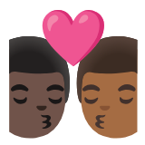 Google(Android) Kiss: Man, Man, Dark Skin Tone, Medium-Dark Skin Tone Emoji