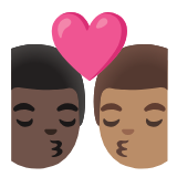 Google(Android) Kiss: Man, Man, Dark Skin Tone, Medium Skin Tone Emoji