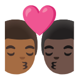 Google(Android) Kiss: Man, Man, Medium-Dark Skin Tone, Dark Skin Tone Emoji