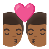 Google(Android) Kiss: Man, Man, Medium-Dark Skin Tone Emoji