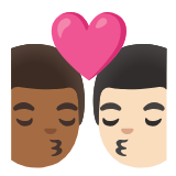 Google(Android) Kiss: Man, Man, Medium-Dark Skin Tone, Light Skin Tone Emoji